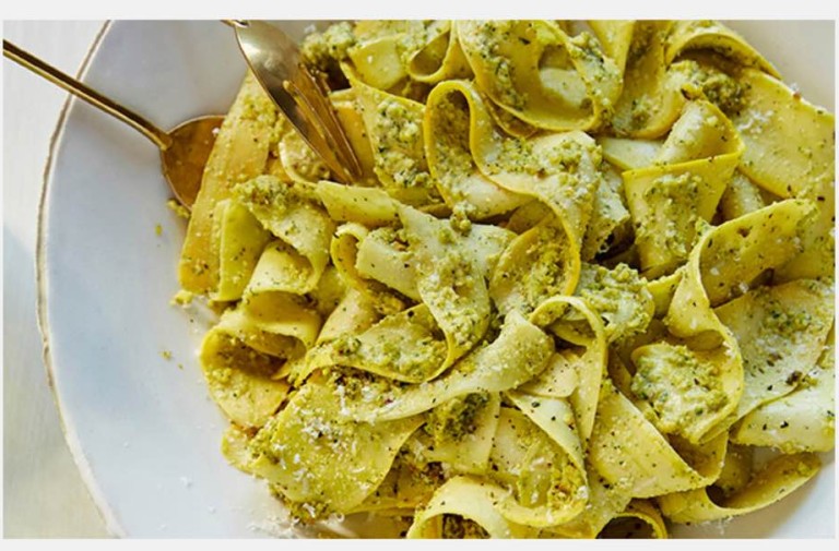 Zucchini Ribbons with Pistachio Minto Pesto